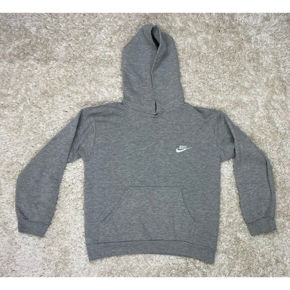 VINTAGE Nike White Tag Swoosh Logo Pullover Hoodie Women Small Gray 90s - Picture 1 of 6
